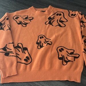 Playful Ghost Pattern Crewneck Sweater